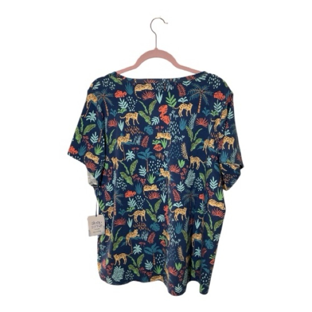Sleep Sense Cat Print Pajama Top 1X Jungle Animal Sleepwear NWT - Picture 2 of 5